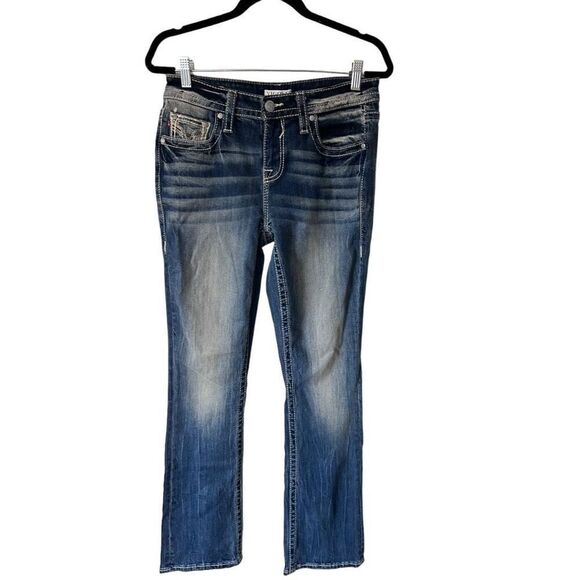 Vigoss Button & Zip Fly Denim Five Pocket Style Slim Boot Jeans Blue Size 6 - Picture 1 of 16